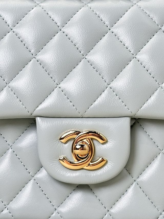 CC original lambskin medium flap bag A01112 light blue