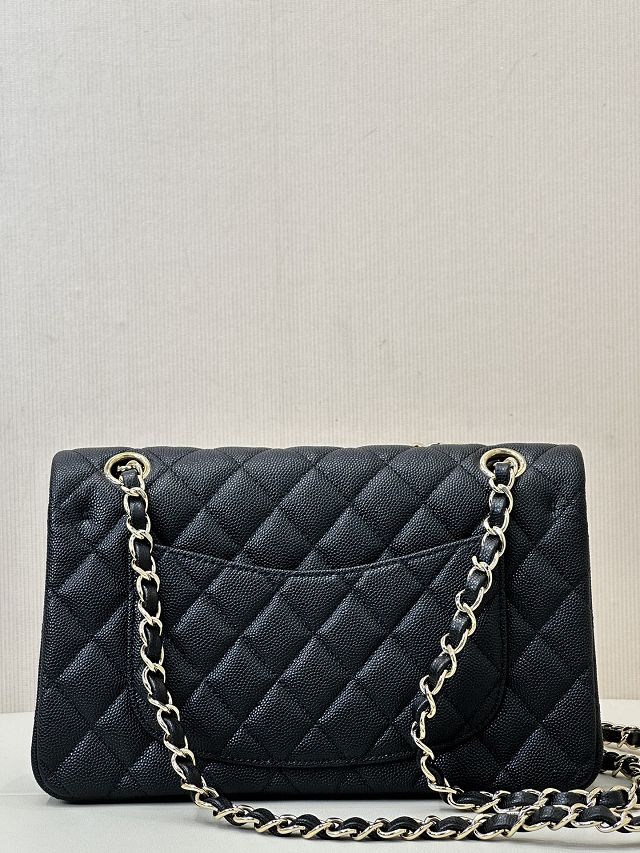 CC original grained calfskin small flap bag A01113 black