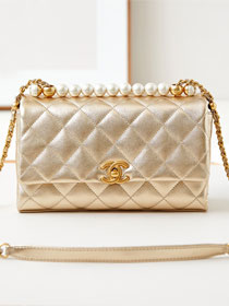 2024 CC original lambskin top handle flap bag AS4997 gold