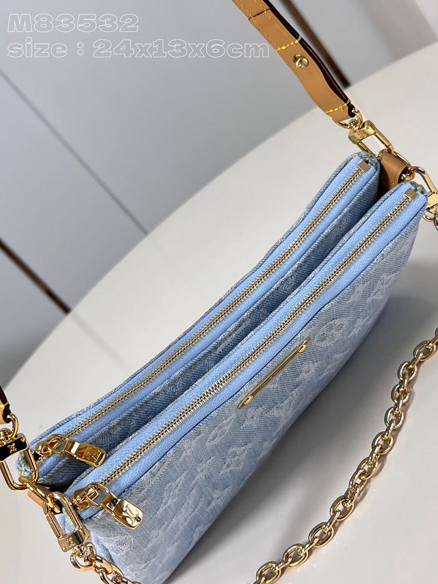 Louis vuitton original denim liv pochette M83532 light blue