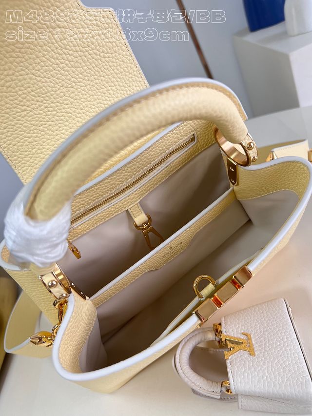 Louis vuitton original calfskin capucines BB handbag M24120 yellow