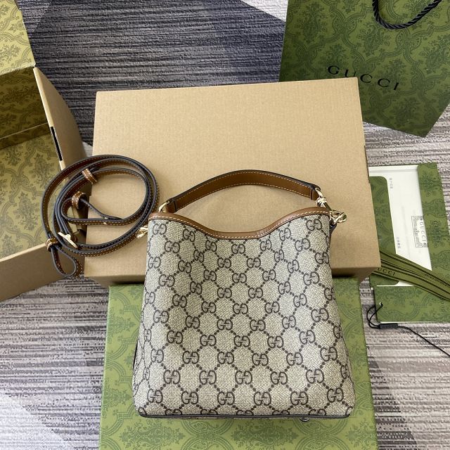 GG original fabric emblem mini bucket bag 815118 brown
