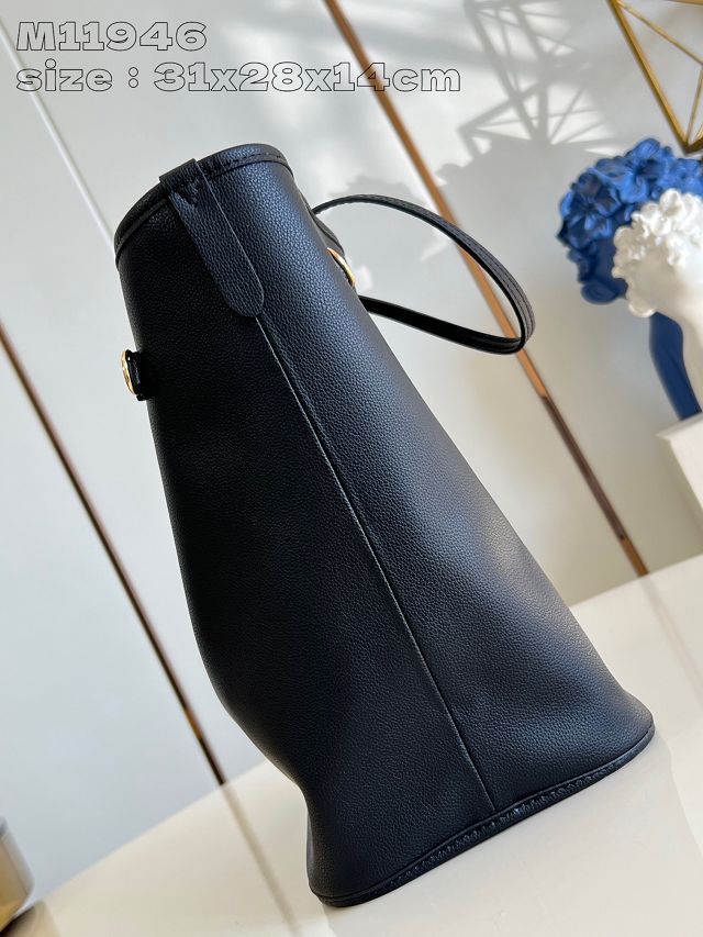 Louis vuitton original calfskin&canvas neverfull Inside out MM M11946 black