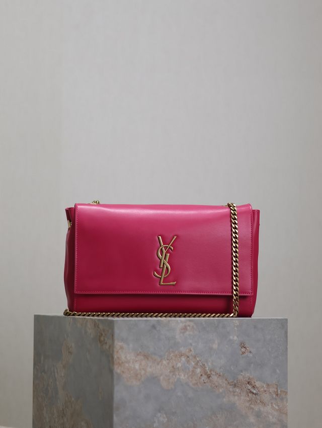 YSL original suede calfskin reversible small kate bag 737128 rose red