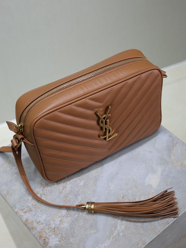 YSL original patent calfskin lou camera bag 520534 dark brown