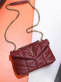 YSL original lambskin puffer mini bag 759337 bordeaux
