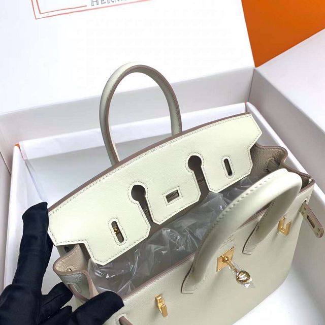Hermes original swift leather birkin 25 bag H25-5 craie