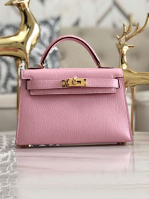 Hermes original chevre mini kelly 19 bag KG0019 rose confetti