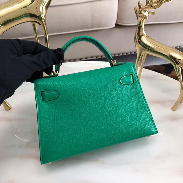 Hermes original chevre mini kelly 19 bag KG0019 vert vertigo