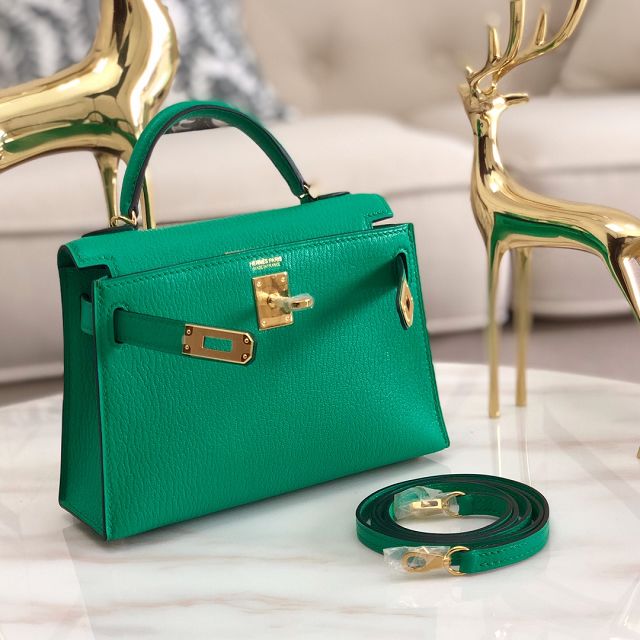 Hermes original chevre mini kelly 19 bag KG0019 vert vertigo