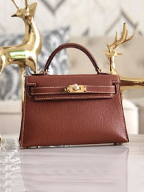Hermes original chevre mini kelly 19 bag KG0019 brown