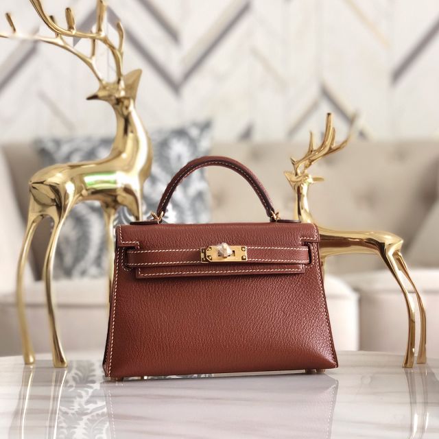 Hermes original chevre mini kelly 19 bag KG0019 brown