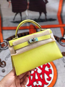 Hermes original chevre mini kelly 19 bag KG0019 lemon yellow