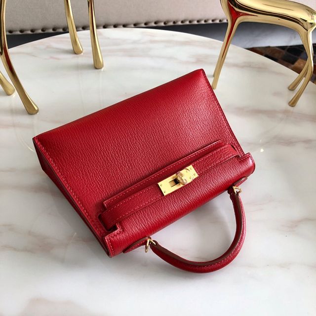 Hermes original chevre mini kelly 19 bag KG0019 red