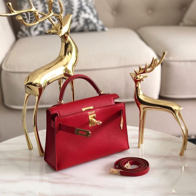 Hermes original chevre mini kelly 19 bag KG0019 red