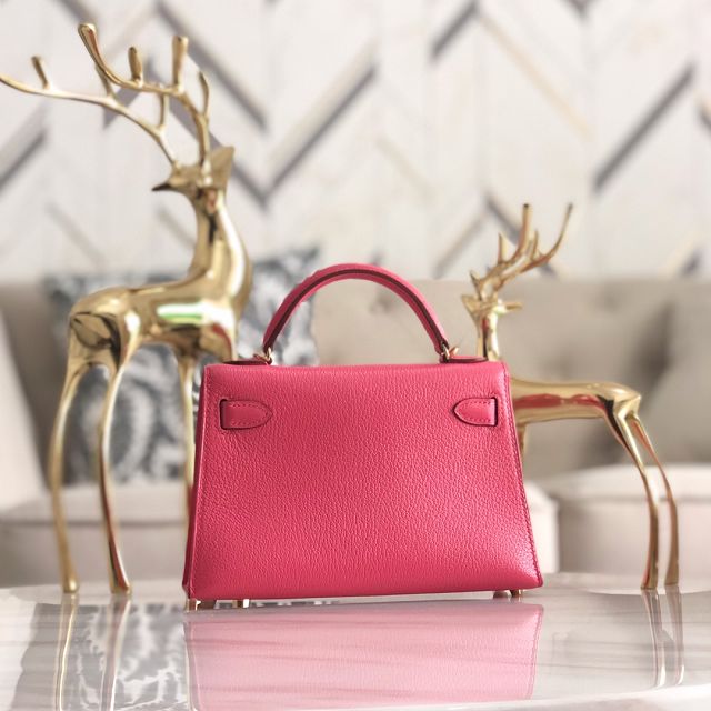 Hermes original chevre mini kelly 19 bag KG0019 rose lipstick