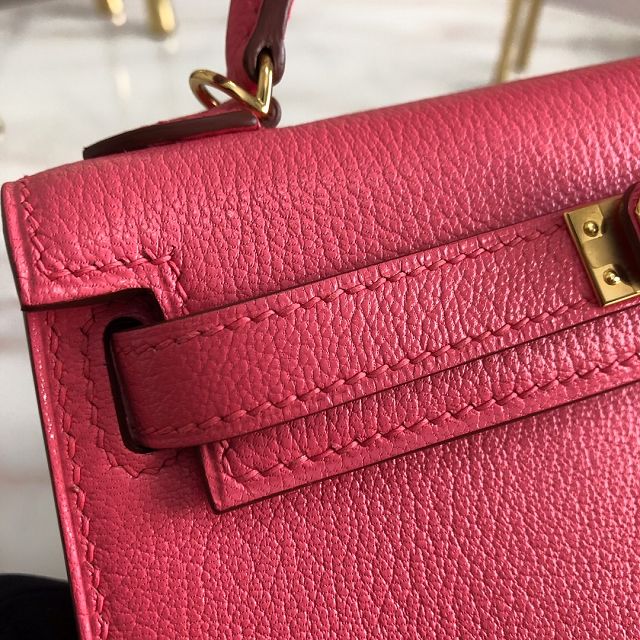 Hermes original chevre mini kelly 19 bag KG0019 rose lipstick