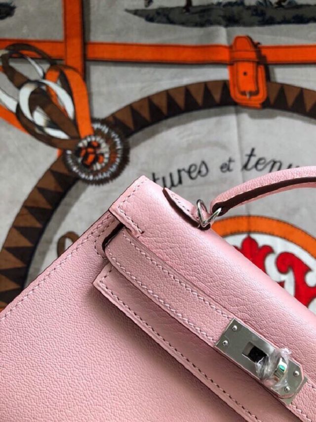 Hermes original chevre mini kelly 19 bag KG0019 rose sakura