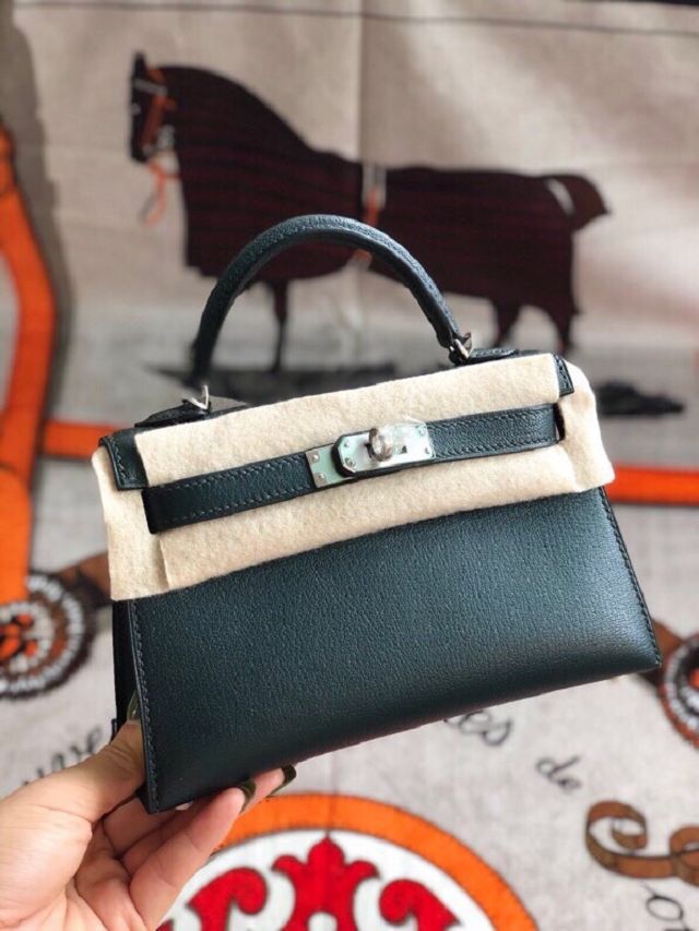 Hermes original chevre mini kelly 19 bag KG0019 vert cypres