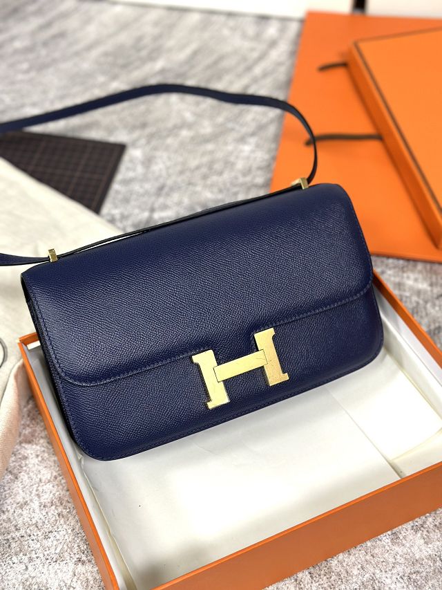 Hermes original epsom leather constance elan bag C026 blue sapphire