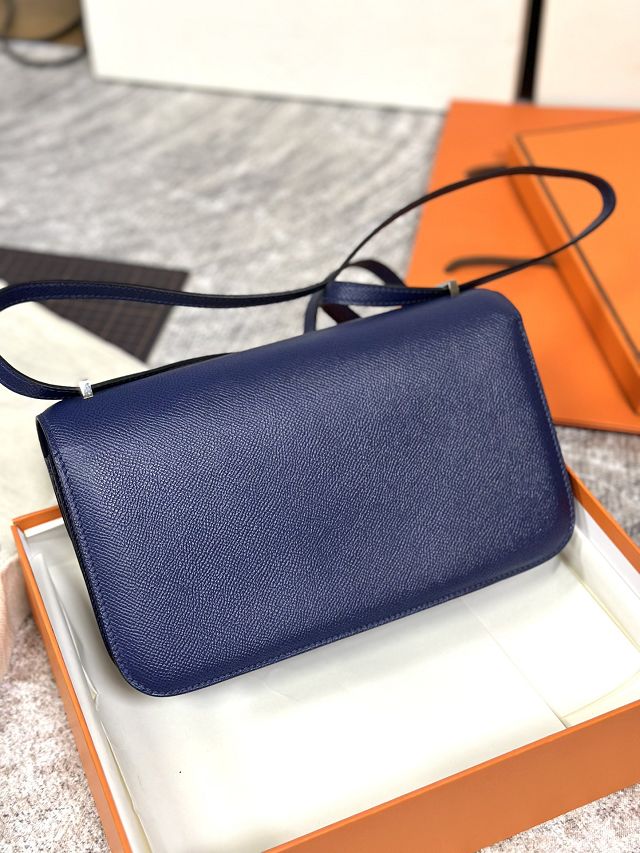 Hermes original epsom leather constance elan bag C026 blue sapphire