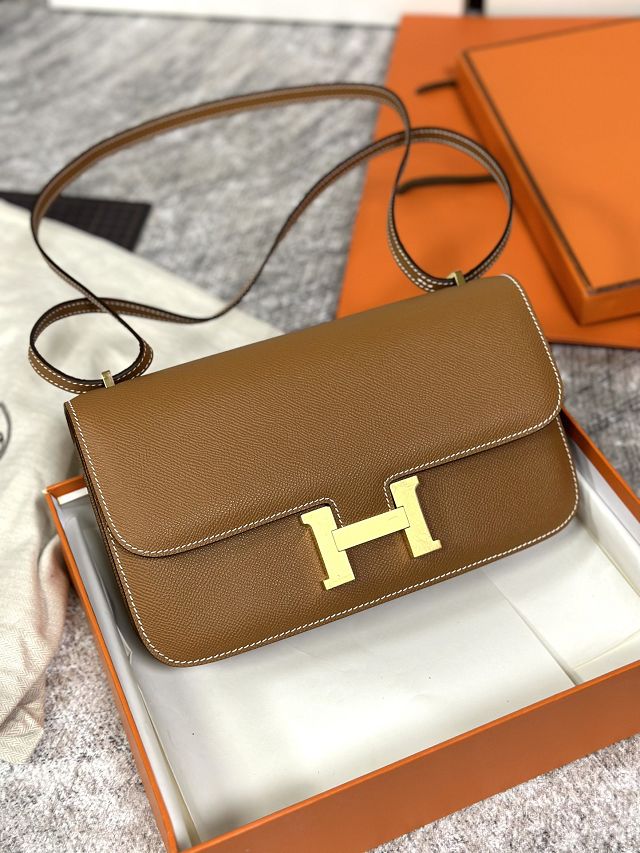 Hermes original epsom leather constance elan bag C026 gold brown