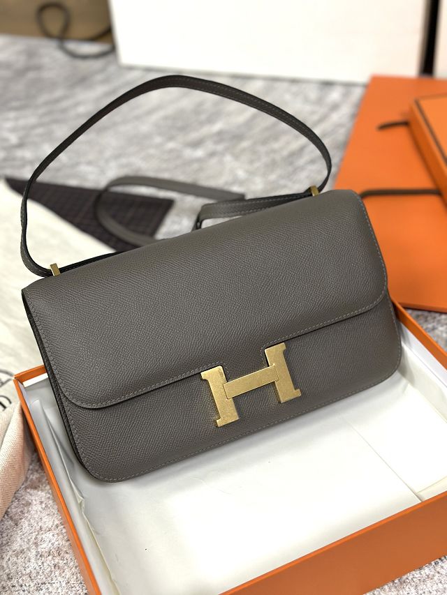 Hermes original epsom leather constance elan bag C026 grey etain