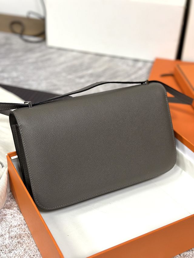 Hermes original epsom leather constance elan bag C026 grey etain