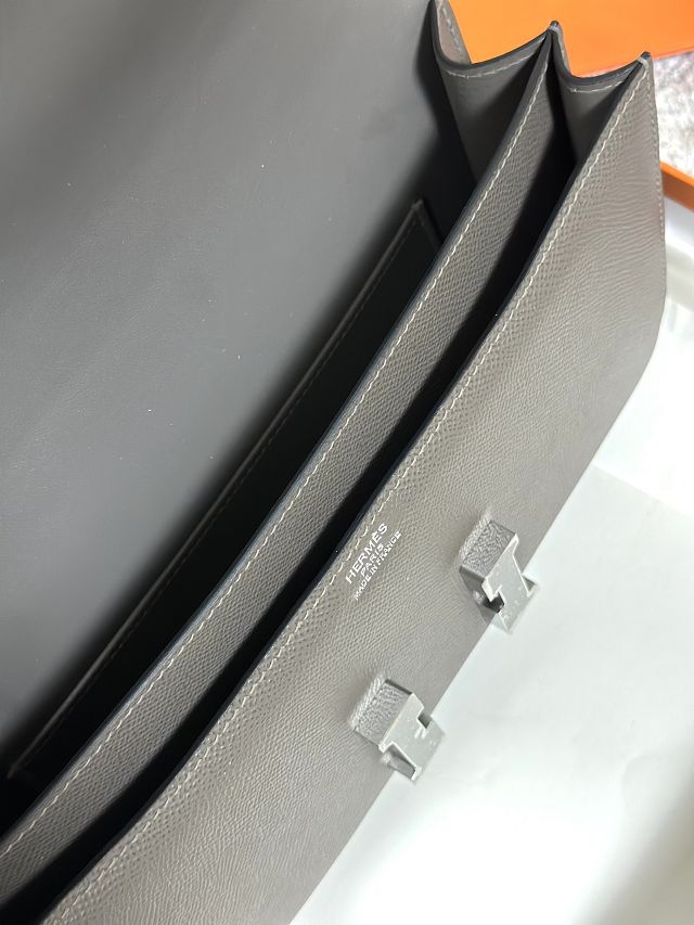 Hermes original epsom leather constance elan bag C026 grey etain