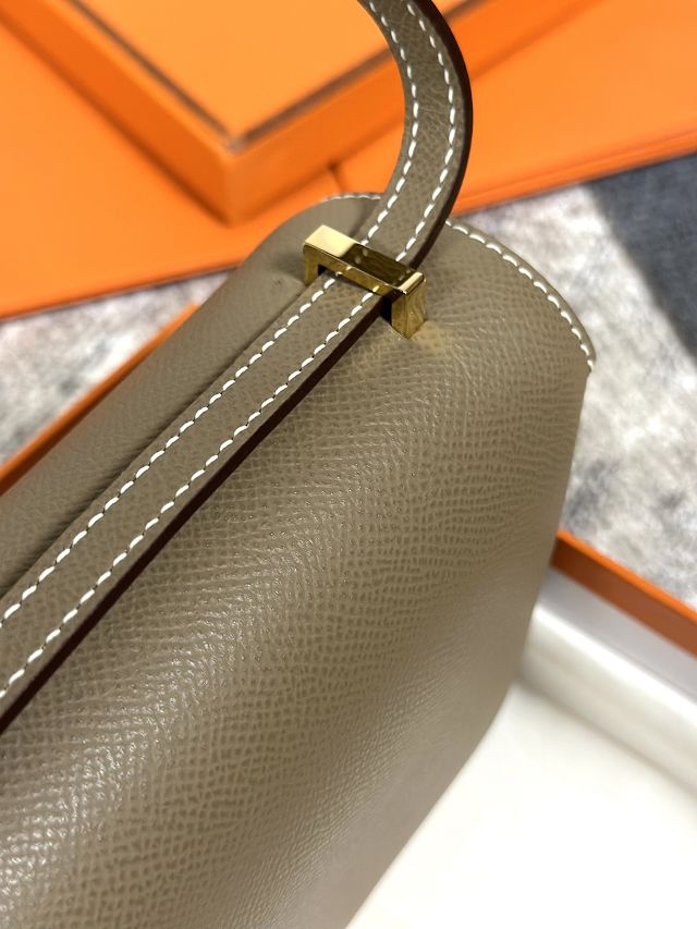 Hermes original epsom leather constance elan bag C026 grey etoupe