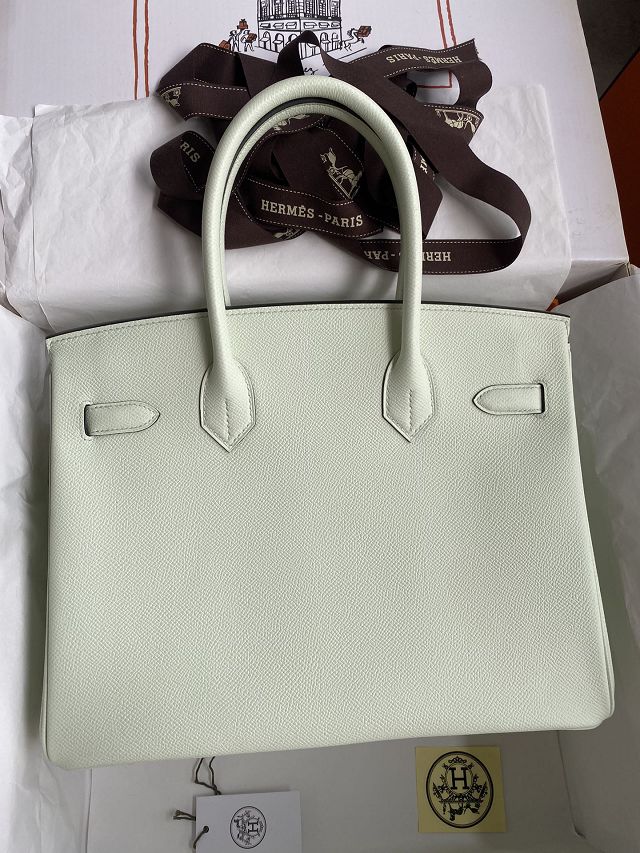 Hermes original epsom leather birkin 25 bag H25-3 vert fizz