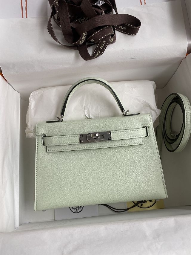 Hermes original chevre mini kelly 19 bag KG0019 vert fizz