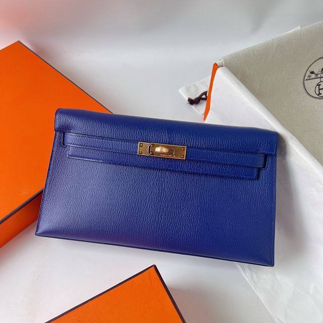 Hermes original chevre leather kelly elan KE0028-5 blue electrique
