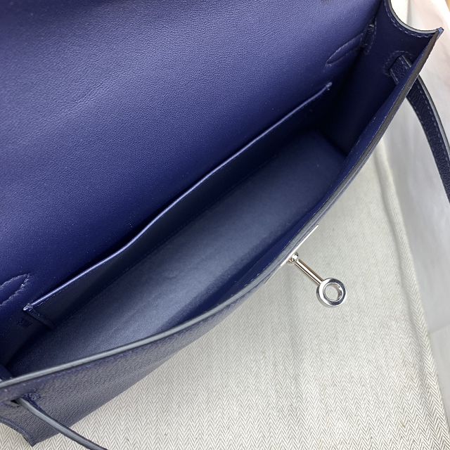 Hermes original chevre leather kelly elan KE0028-5 blue sapphire