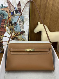 Hermes original chevre leather kelly elan KE0028-5 gold brown