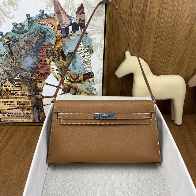 Hermes original chevre leather kelly elan KE0028-5 gold brown