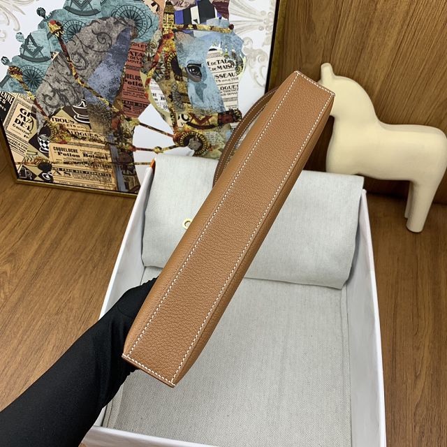 Hermes original chevre leather kelly elan KE0028-5 gold brown