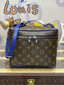 Louis vuitton original monogram nice BB cosmetic case M12668 blue
