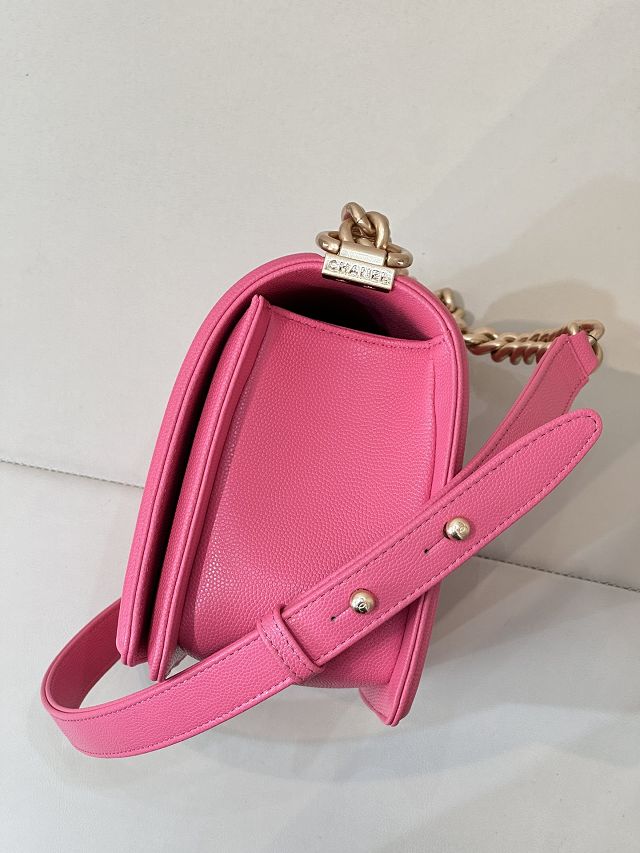 CC original grained calfskin medium boy handbag A67086 rose red