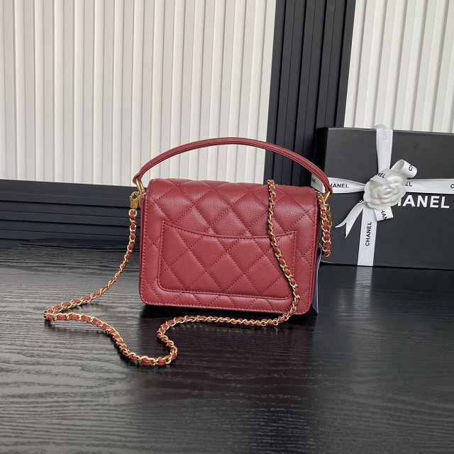CC original grained calfskin small flap bag AS5165 red