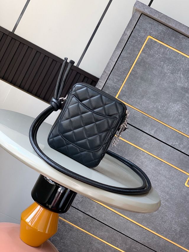 CC original lambskin mini camera bag AS6325 allblack