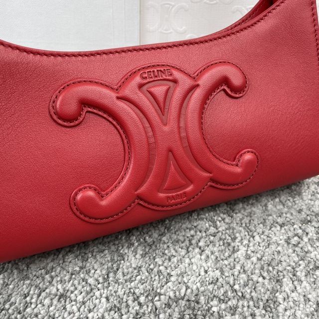 Celine original calfskin triomphe shoulder bag 198153 rose red