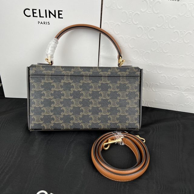 Celine original triomphe canvas box bag 199992 tan