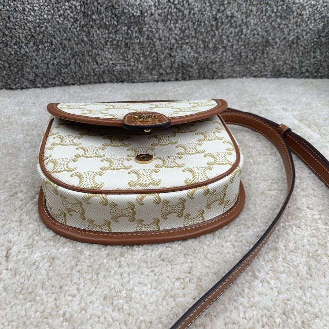 Celine original triomphe canvas mini folco bag 196702 white