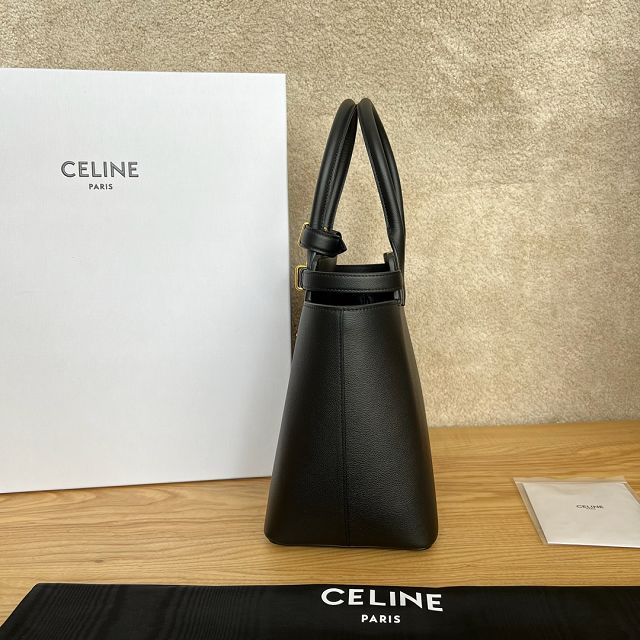 Celine original calfskin conti medium handbag 199873 black