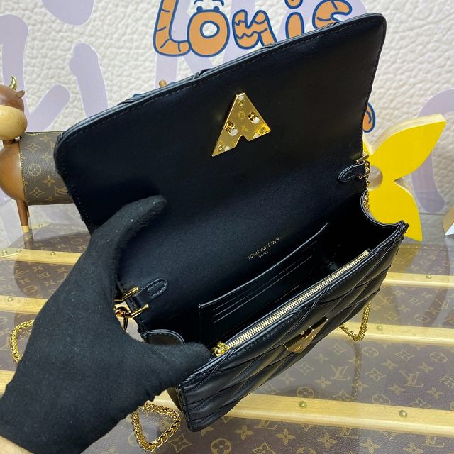 Louis vuitton original lambskin GO-14 wallet on chain M13139 black 