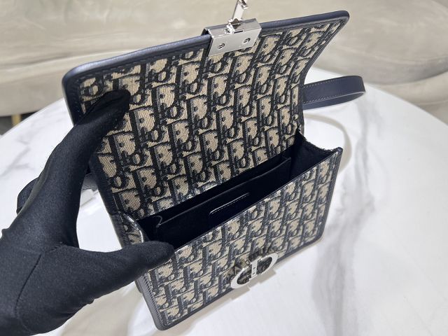 Dior original calfskin&cotton small 30 montaigne bag M9234 blue