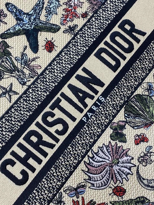 Dior original cotton large book tote bag M1286 beige