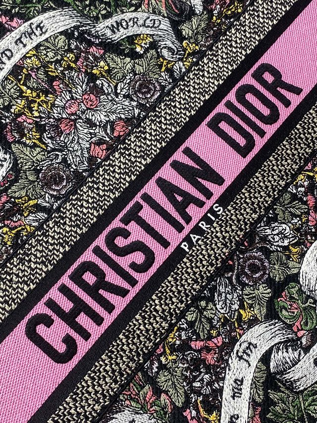 Dior original cotton large book tote bag M1286 black&pink