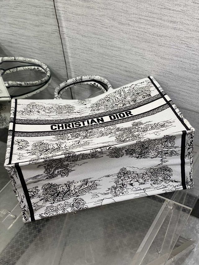 Dior original cotton large book tote bag M1286 white&black